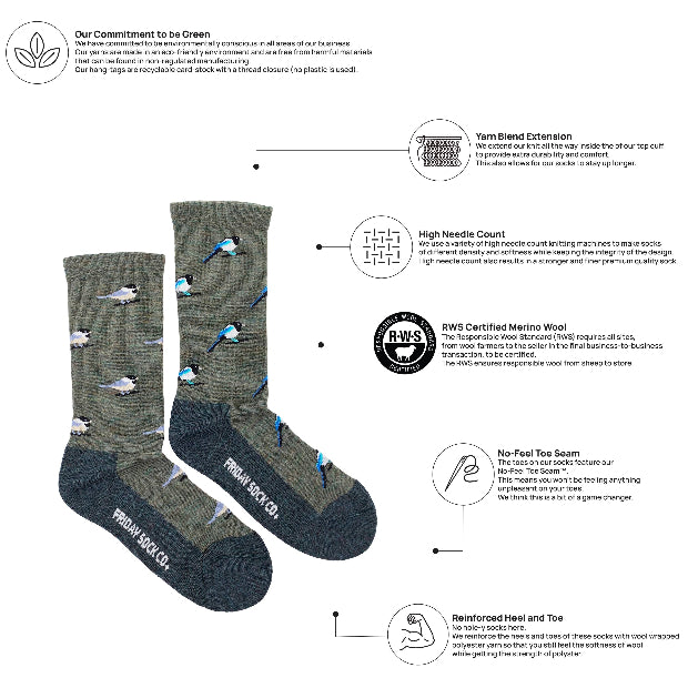 Friday Sock Co. | Women's Chickadee & Magpie Merino Wool Socks