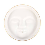 White Moon Face Ceramic Incense Holder