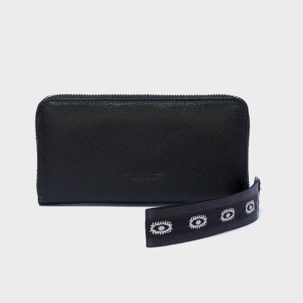 MIN & MON | Francis Leather Wallet - All Over Eyes Embroidery