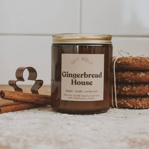 Shy Wolf Soy Candle | Gingerbread House