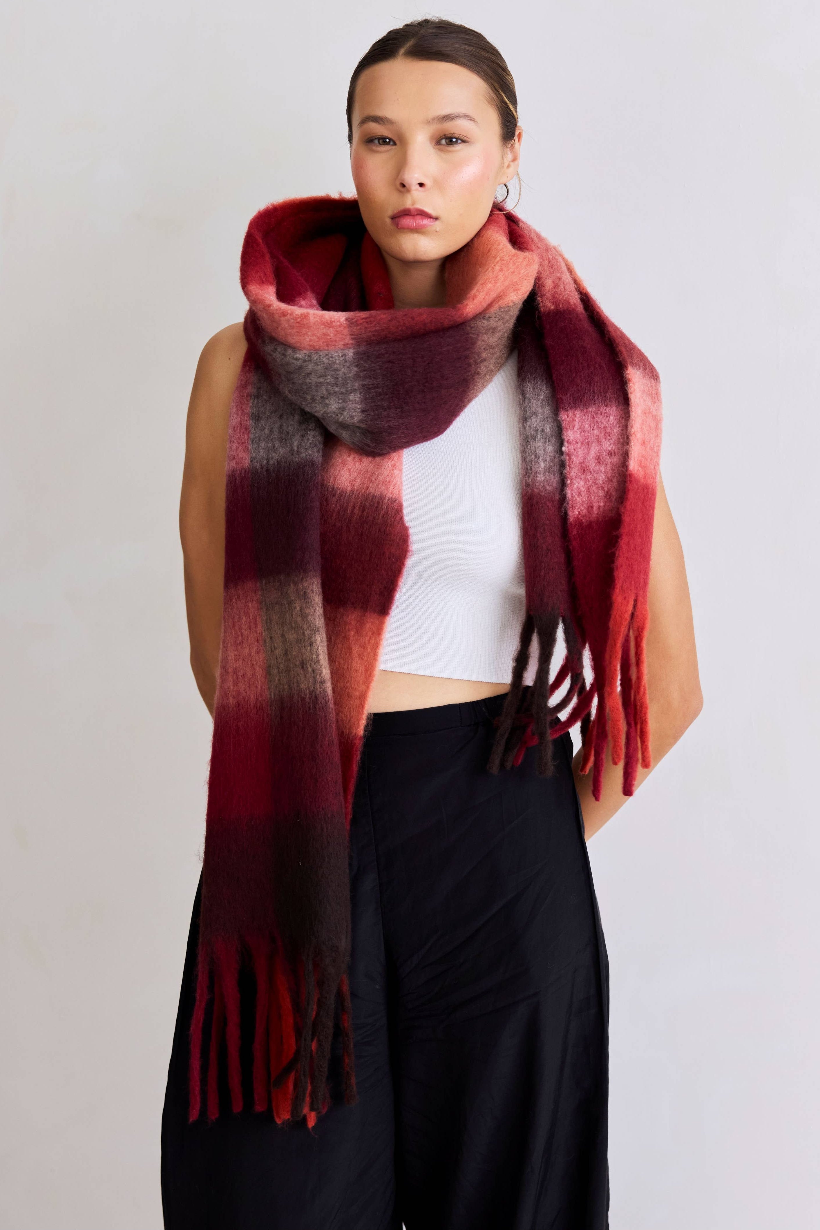 ARCTIC FOX | Reykjavik Scarf Burgundy check