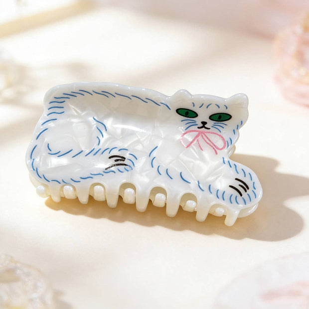 Vintage Inspired White Cat Hair Clip