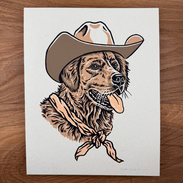 Golden Retriever Cowdog Signed Silkscreen Print