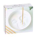White Moon Face Ceramic Incense Holder
