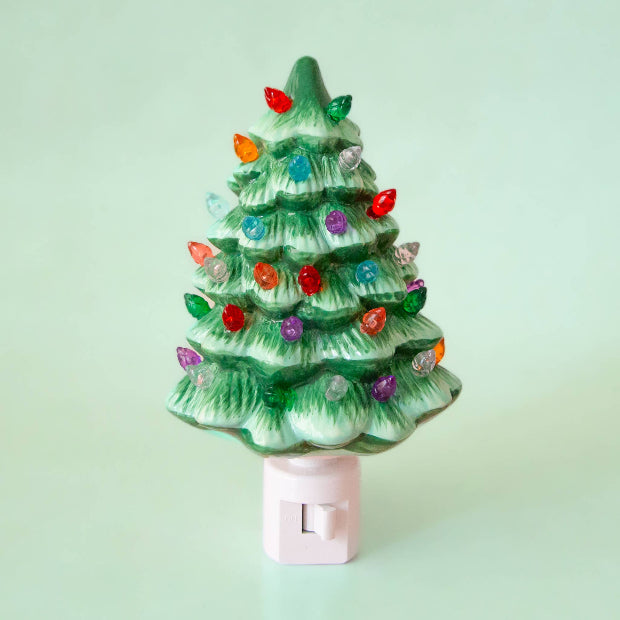 Retro Ceramic Tree Night Light | Green