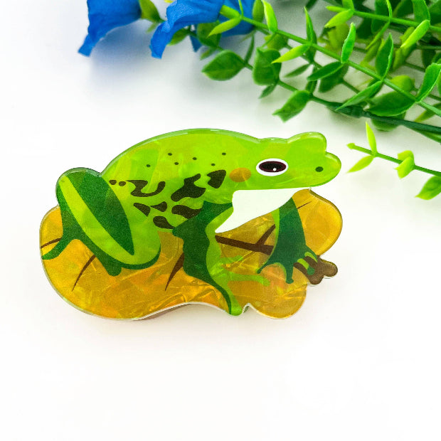 Green Frog Hair Claw Clip