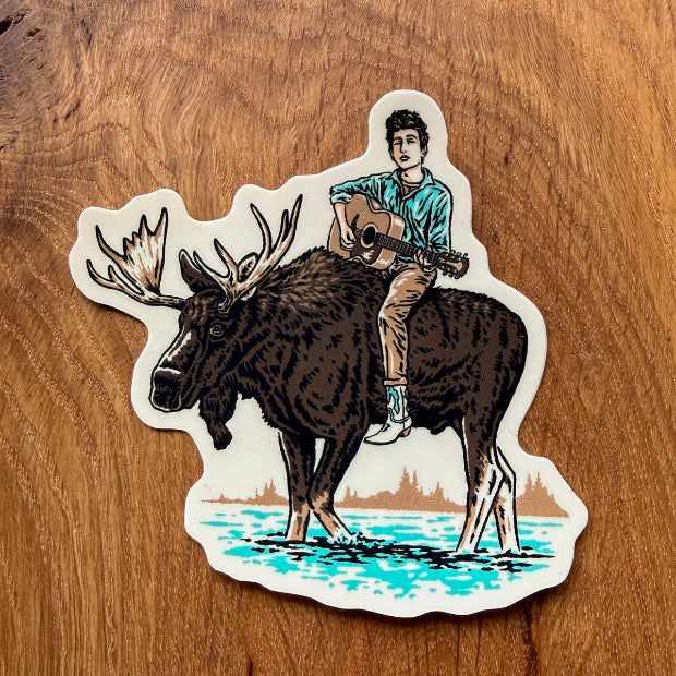 Dylan on a Moose Vinyl Sticker