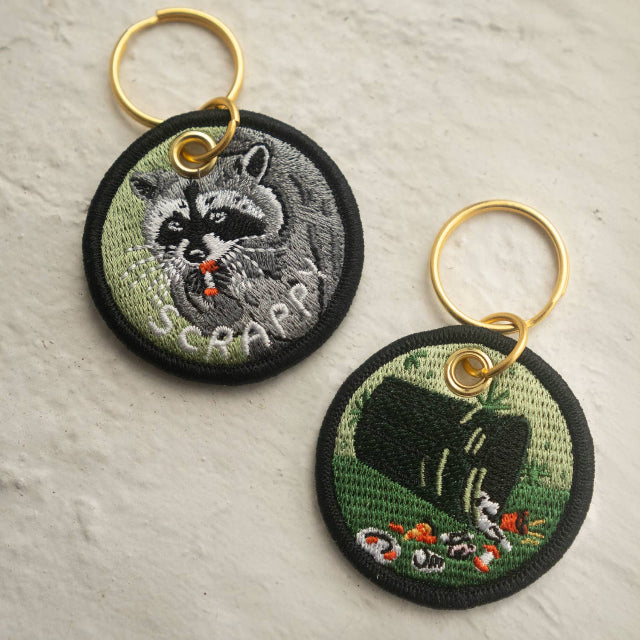 Embroidered Keychain | Scrappy Raccoon