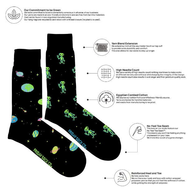 Friday Sock Co | Men's Neon Alien Socks