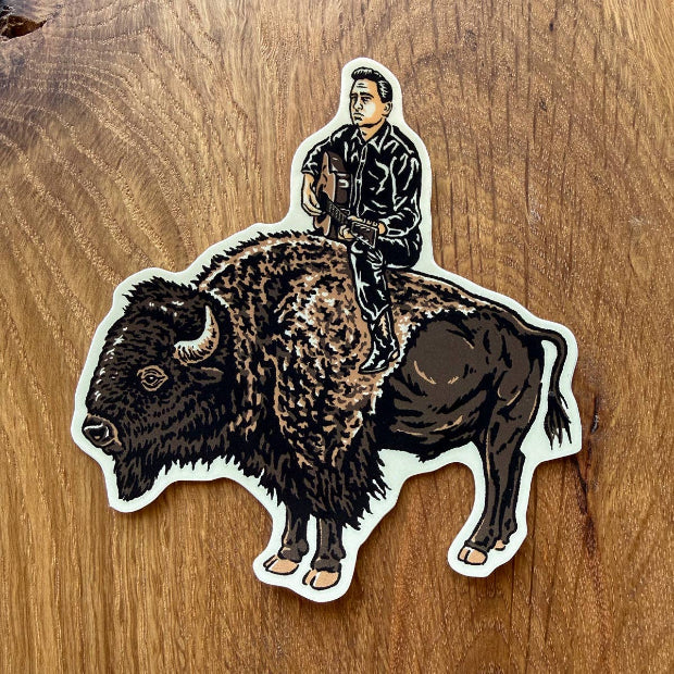 Johnny on a Bison Vinyl Sticker