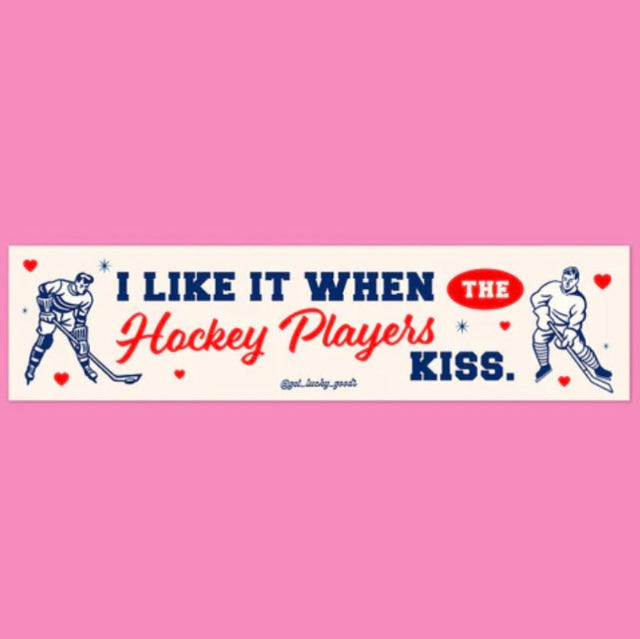 Hockey Players Kiss Bumper Sticker