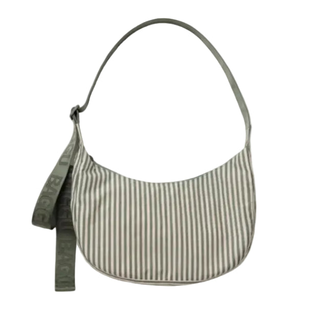 BAGGU | Medium Crescent Sage Stripe