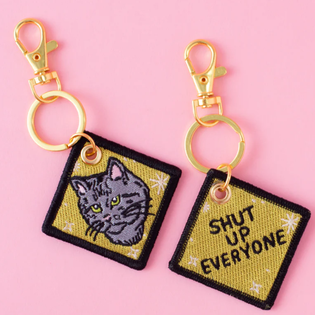 Embroidered Keychain | Shut Up Everyone (Cat)