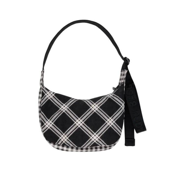 BAGGU | Small Crescent Black Plaid