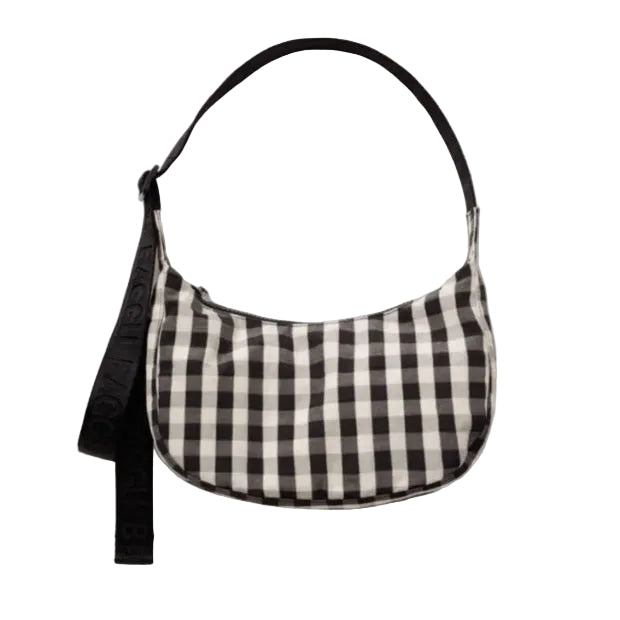 BAGGU | Small Crescent Black & Cream Gingham