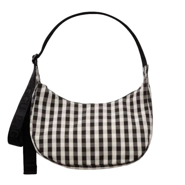 BAGGU | Medium Crescent Black & Cream Gingham