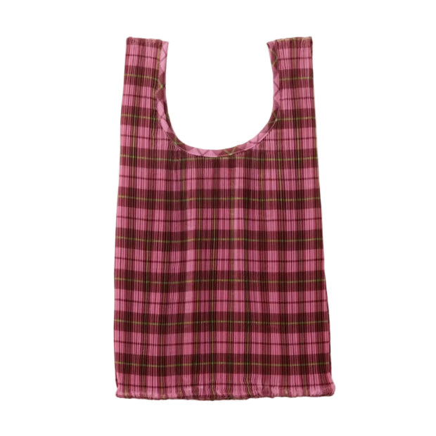 BAGGU | Pleated Pink Tartan Bag