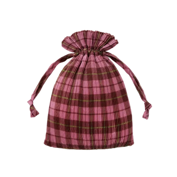 BAGGU | Pleated Pink Tartan Bag