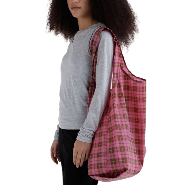 BAGGU | Big Reusable Bag Pink Tartan