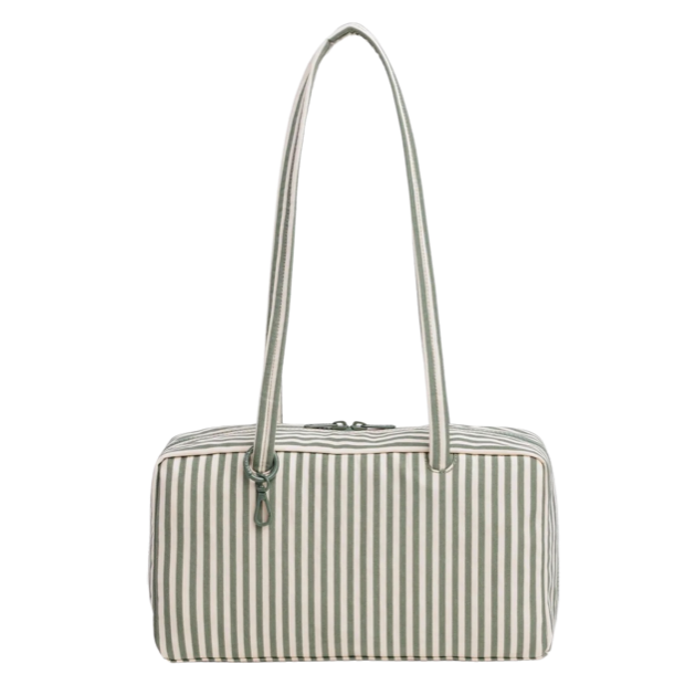 BAGGU | Nylon Bowler Bag Sage Stripe
