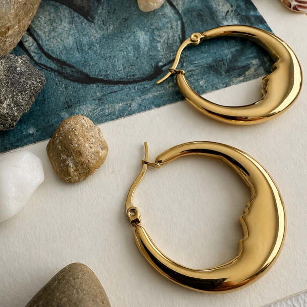 PIKA & BEAR | Moon Face Hoop Earrings