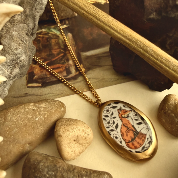PIKA & BEAR | Fox Oval Porcelain Necklace