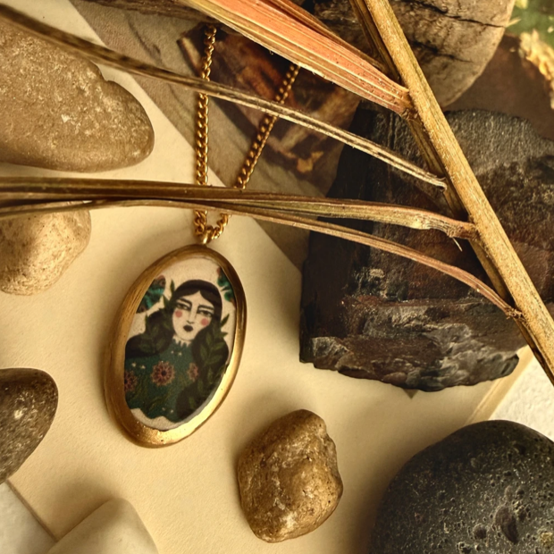 PIKA & BEAR | Portrait Oval Porcelain Necklace