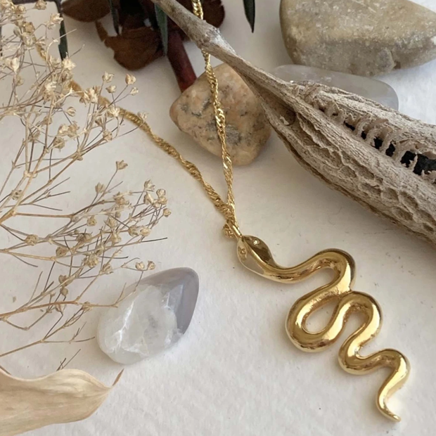 PIKA & BEAR | Gold Snake Charm Necklace