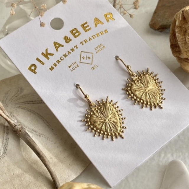 PIKA & BEAR | Brass Baroque Heart Drop Earrings