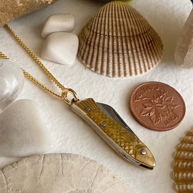 PIKA & BEAR | Fish Pocket Knife Charm Necklace
