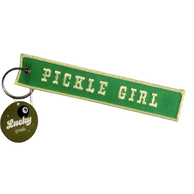 Pickle Girl Embroidered Keychain