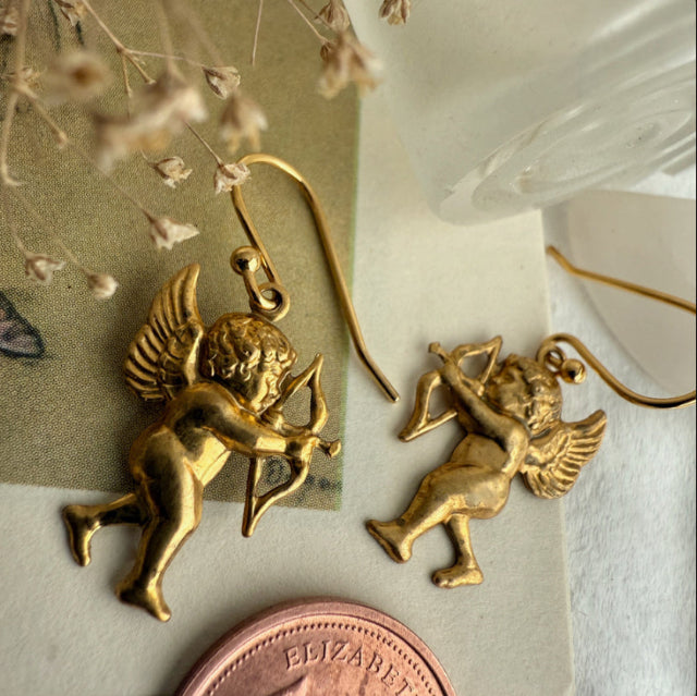 PIKA & BEAR | The Amores Raw Brass Cupid Drop Earrings