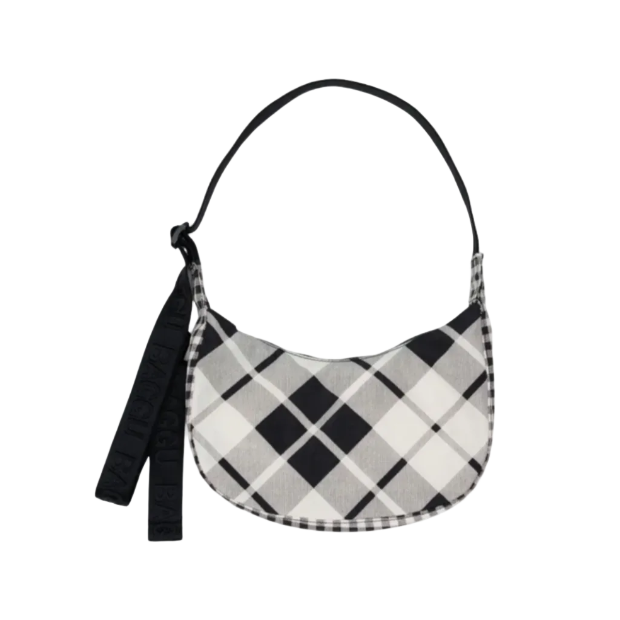 BAGGU | Small Crescent Black Plaid