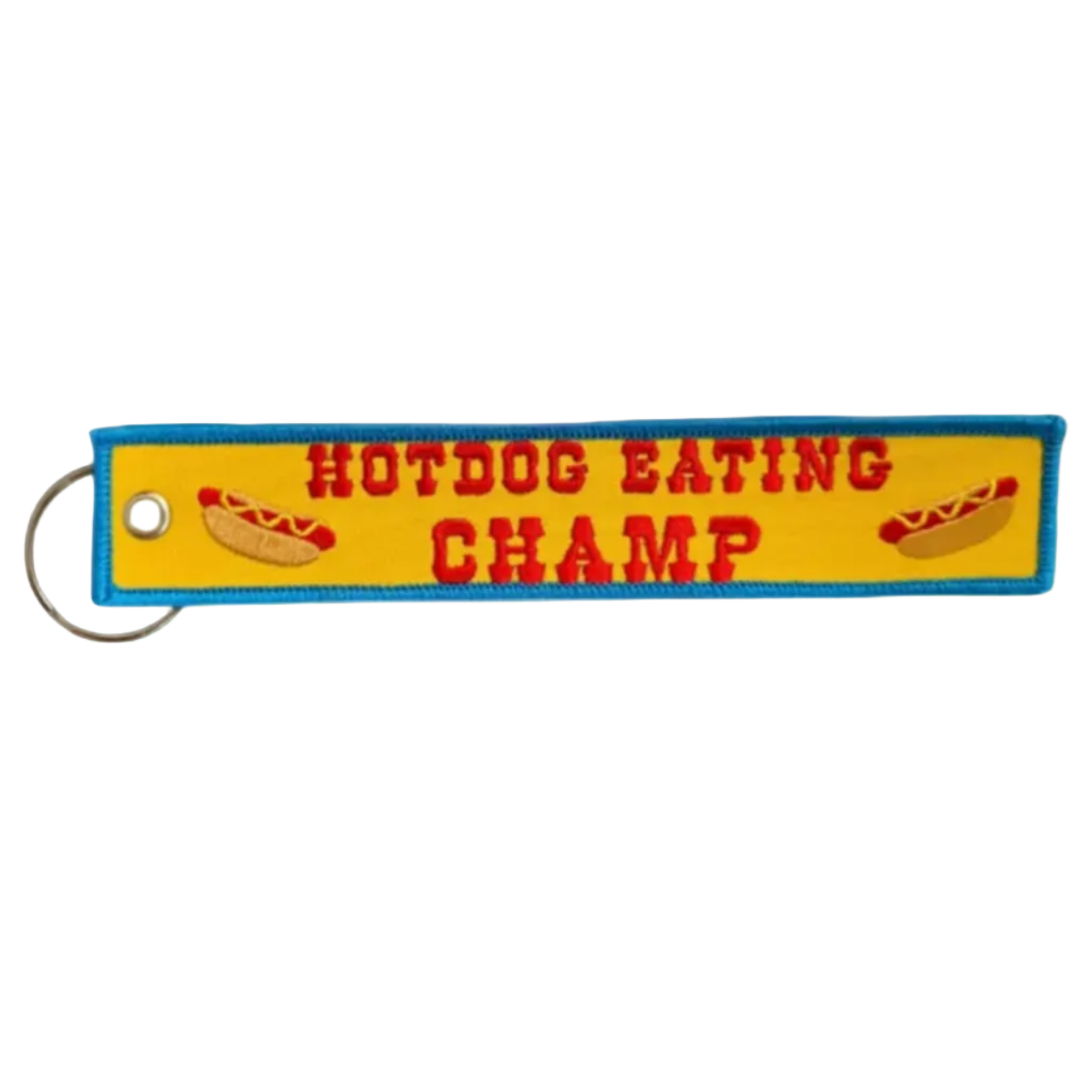 Hotdog Eating Champ Embroidered Keychain