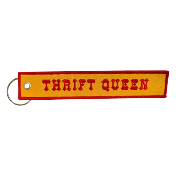 Thrift Queen Embroidered Keychain