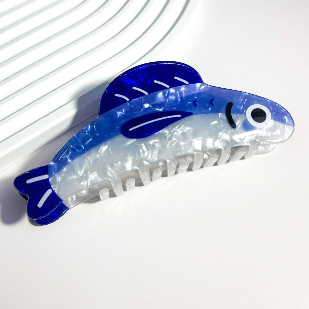 Blue Sardine Hair Claw Clip