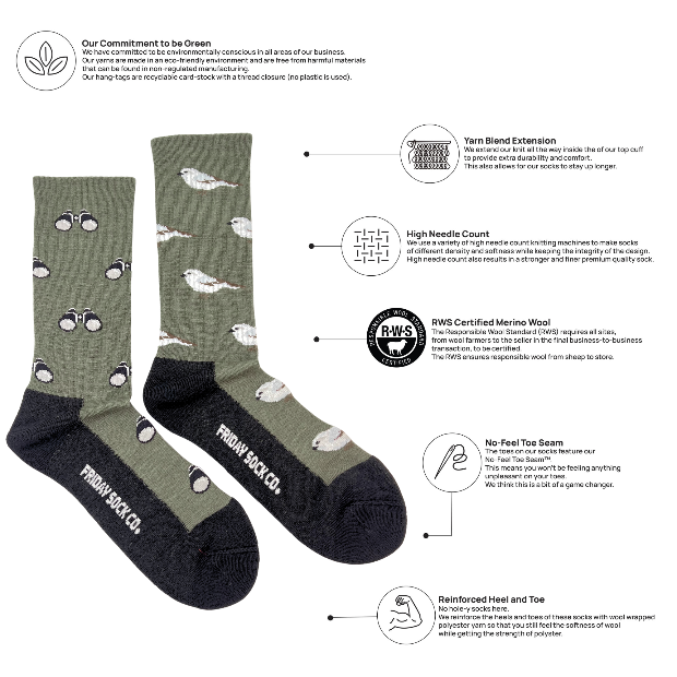Friday Sock Co | Men's Bird & Birdwatching Wool Socks