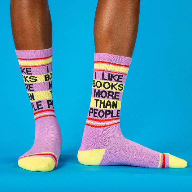 I Like Books More Than People Gym Socks