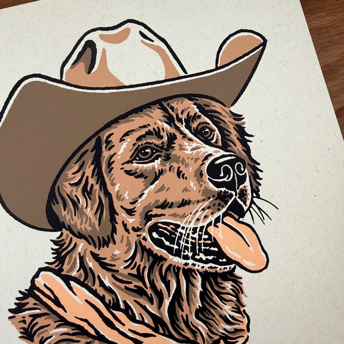 Golden Retriever Cowdog Signed Silkscreen Print