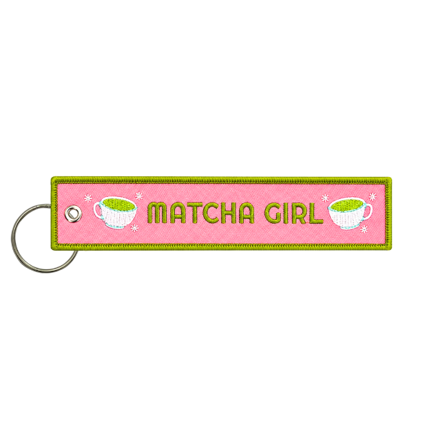 Matcha Girl Embroidered Keychain