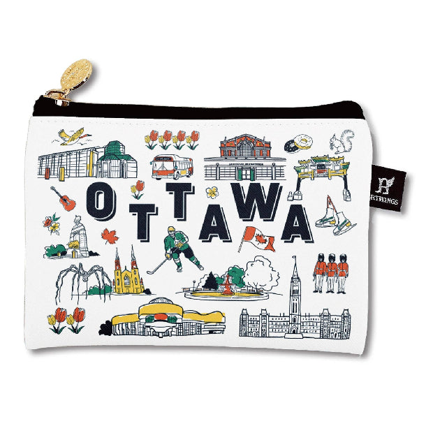 Ottawa Landmarks Pouch Bag with Map Illustration