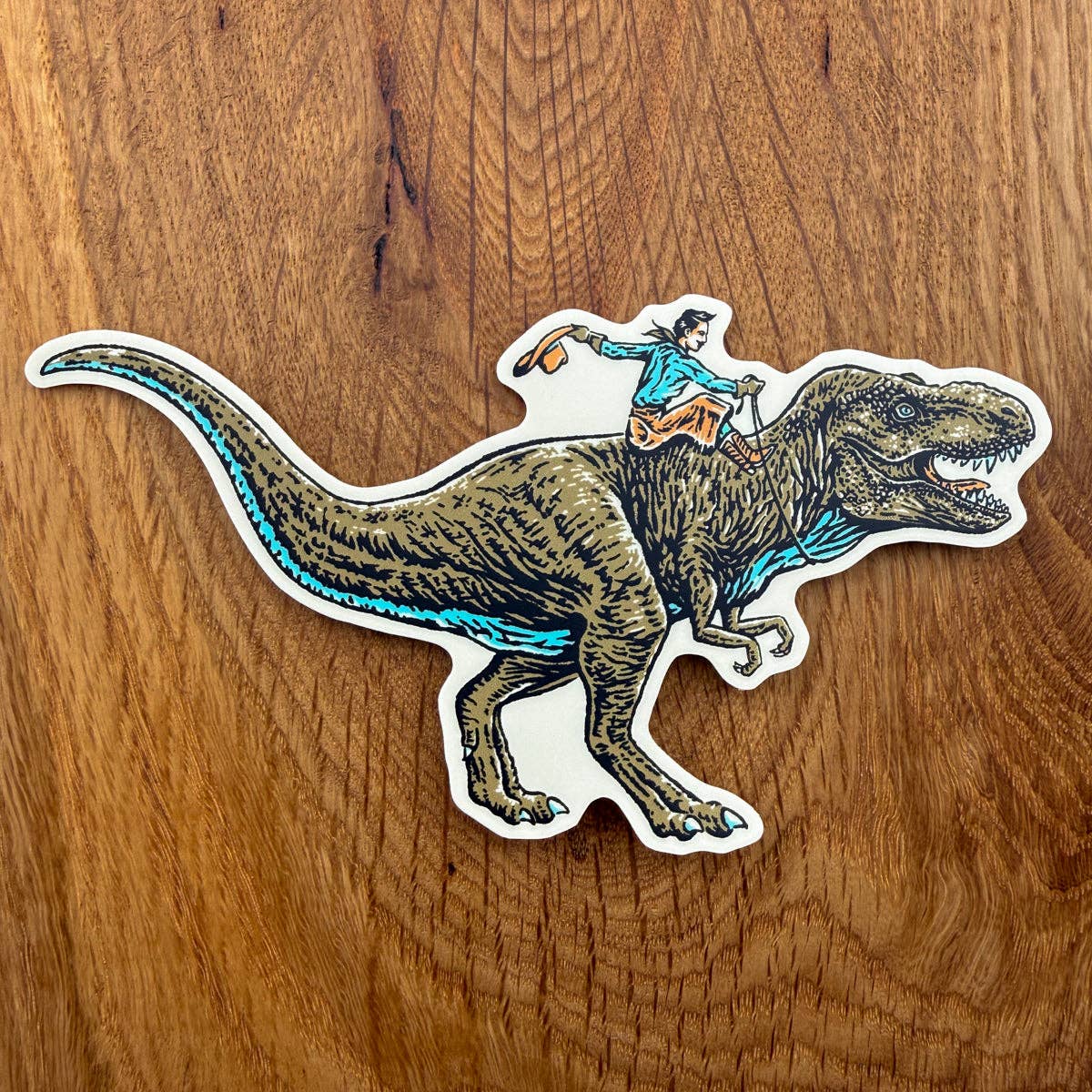 T-Rex Dinosaur Cowboy Vinyl Sticker