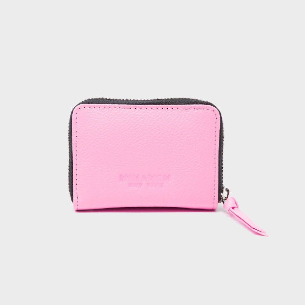 MIN & MON | Frodo Leather Zip Wallet - Pink Eyes Embroidery