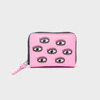 MIN & MON | Frodo Leather Zip Wallet - Pink Eyes Embroidery