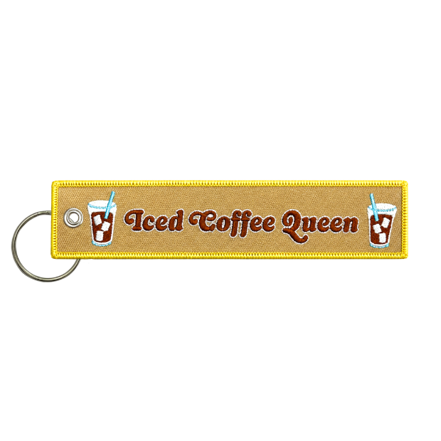 Iced Coffee Queen Embroidered Keychain