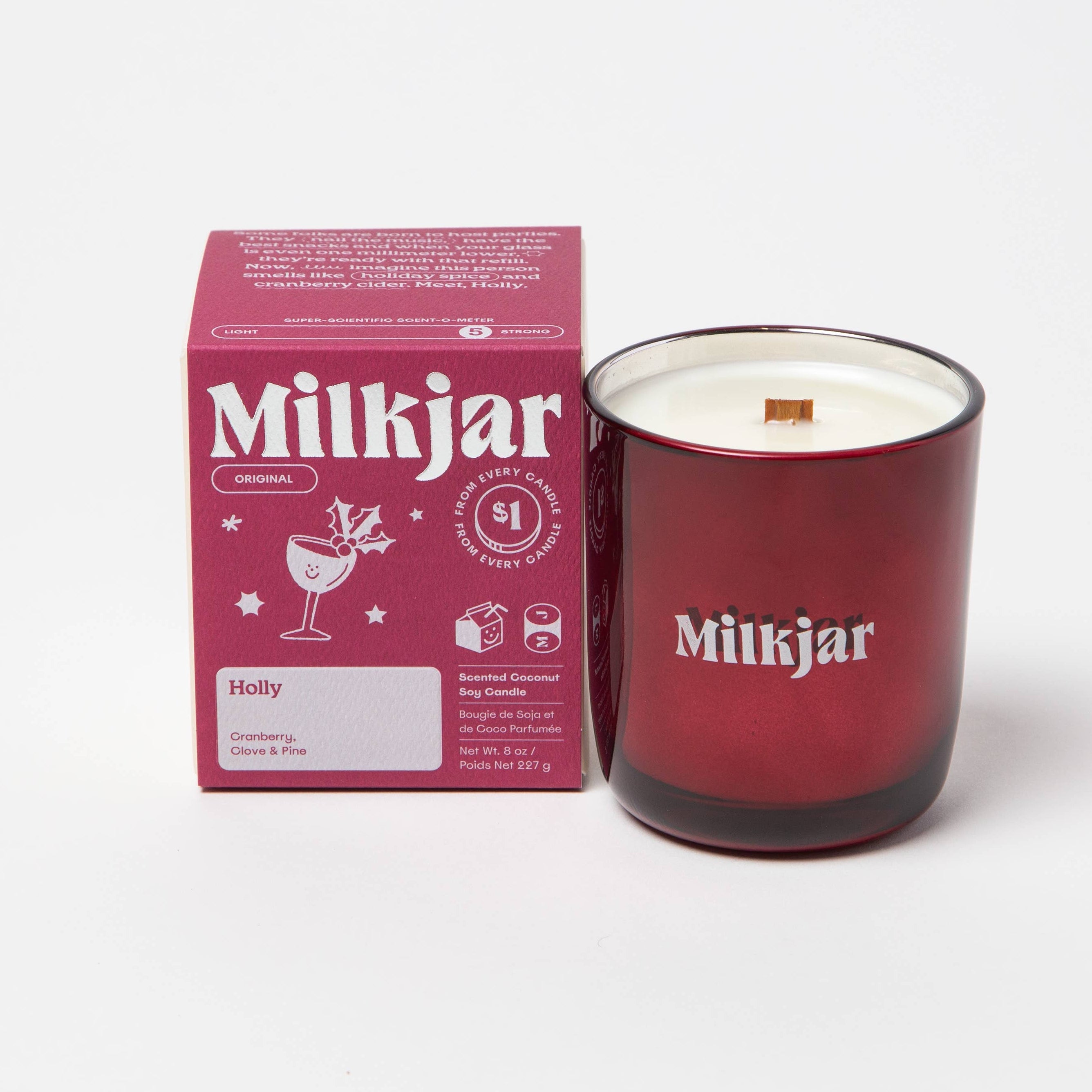 Milk Jar Candle | Holly